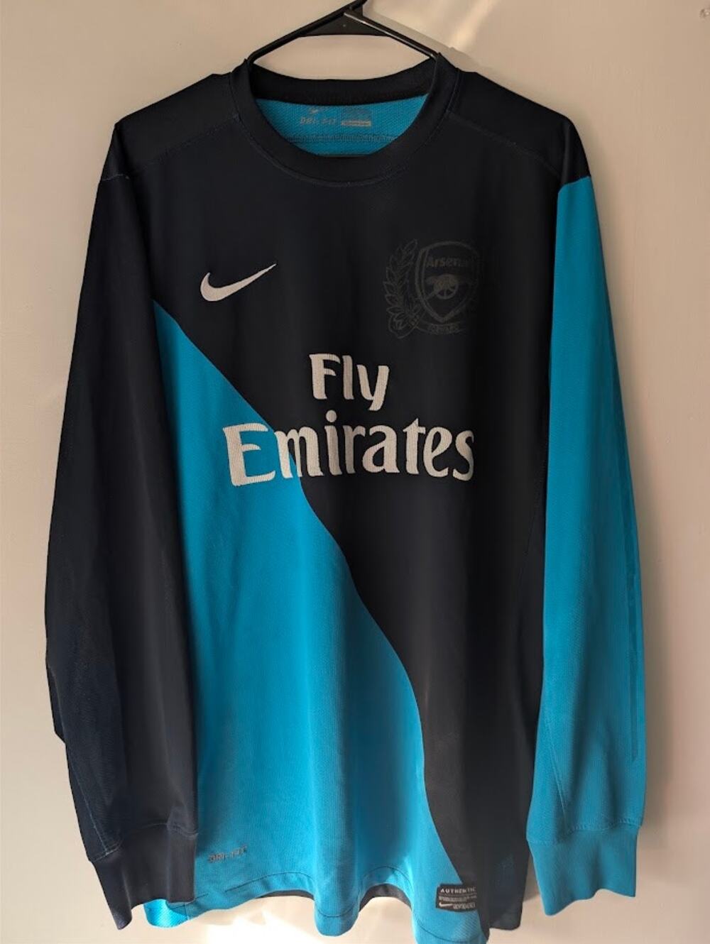 Arsenal 2011/12 Away Long Sleeve Jersey Nike Mens XL Navy Teal Vintage Soccer